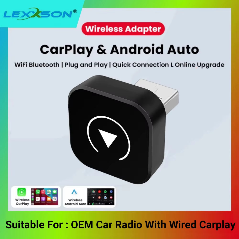 2 in 1 Wireless Carplay Adapter, Converts Wired to Wireless Carplay Adapter for Iphone, Wireless Control Plug & Play Carplay