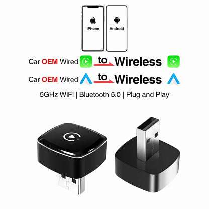 2 in 1 Wireless Carplay Adapter, Converts Wired to Wireless Carplay Adapter for Iphone, Wireless Control Plug & Play Carplay