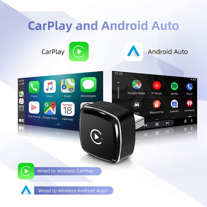 2 in 1 Wireless Carplay Adapter, Converts Wired to Wireless Carplay Adapter for Iphone, Wireless Control Plug & Play Carplay