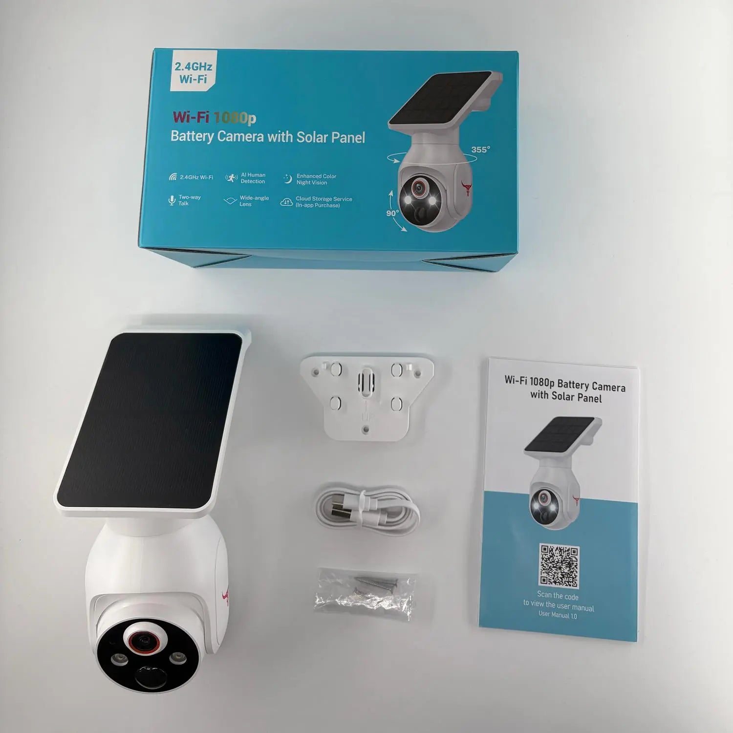 Wireless Security Camera Outdoor, 2.4Ghz Wifi, Ai Human Detection, Night Vision, Cloud Storage, Easy Install, Two-Way Audio