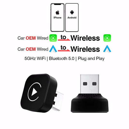 2 in 1 Wireless Carplay Adapter, Converts Wired to Wireless Carplay Adapter for Iphone, Wireless Control Plug & Play Carplay