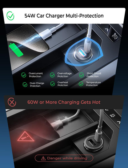 Car Charger USB C Super Mini Fast Charging 2026 NEW PD36W&QC3.0 18W Dual Port 12V Socket Outlet Cigarette Lighter Adapter Tpye C, Car Accessories for Iphone 17 16 15 Pro Galaxy S25 Pixel