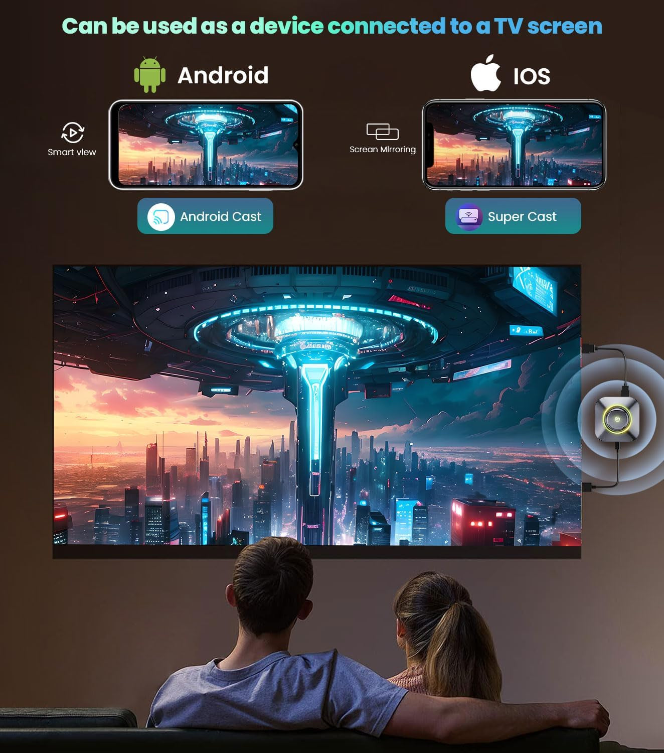 Carplay Magic Ai Box 2.0, Wireless Carplay Adapter Streaming Supports Netfiix/Youtube/World TV, Apple Carplay/Android Auto Wireless Adapter