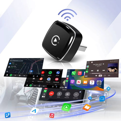 2 in 1 Wireless Carplay Adapter, Converts Wired to Wireless Carplay Adapter for Iphone, Wireless Control Plug & Play Carplay