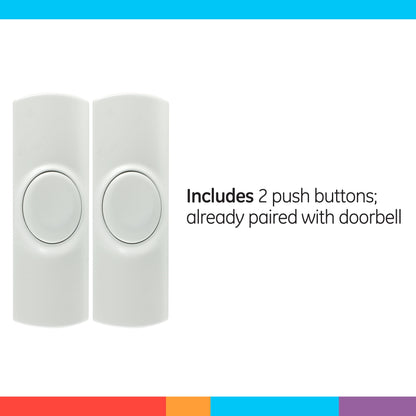 Wireless Doorbell Kit, 8 Chime Melodies, 1 Receiver, 2 Push Buttons, Battery-Operated, 19297