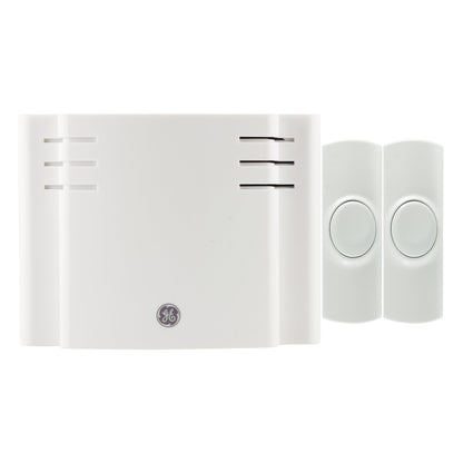 Wireless Doorbell Kit, 8 Chime Melodies, 1 Receiver, 2 Push Buttons, Battery-Operated, 19297