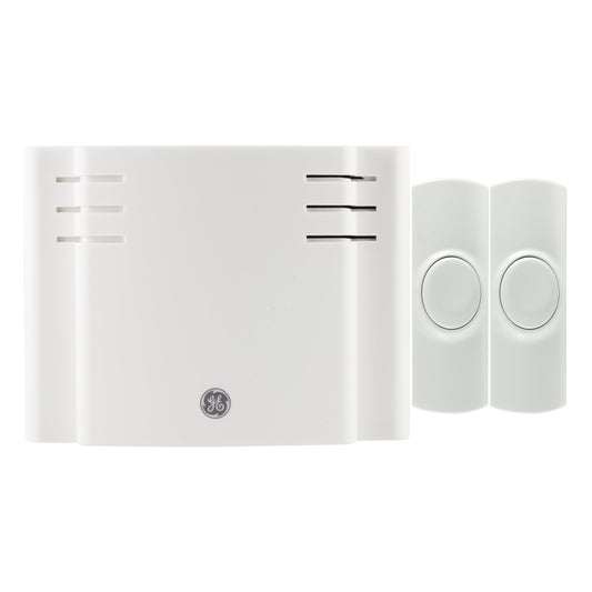 Wireless Doorbell Kit, 8 Chime Melodies, 1 Receiver, 2 Push Buttons, Battery-Operated, 19297