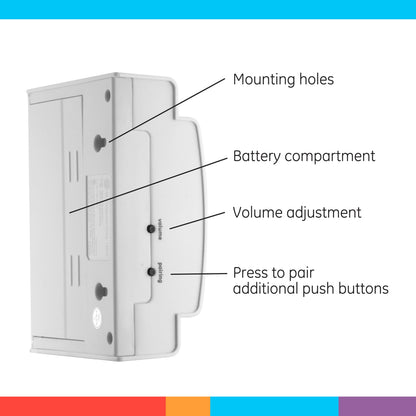 Wireless Doorbell Kit, 8 Chime Melodies, 1 Receiver, 2 Push Buttons, Battery-Operated, 19297