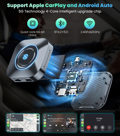 Carplay Magic Ai Box 2.0, Wireless Carplay Adapter Streaming Supports Netfiix/Youtube/World TV, Apple Carplay/Android Auto Wireless Adapter