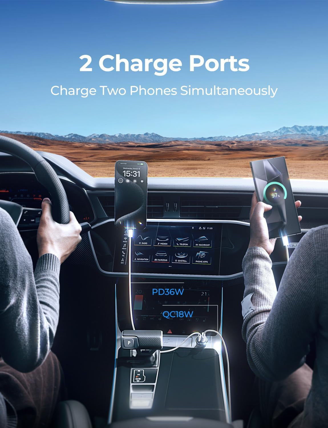 Car Charger USB C Super Mini Fast Charging 2026 NEW PD36W&QC3.0 18W Dual Port 12V Socket Outlet Cigarette Lighter Adapter Tpye C, Car Accessories for Iphone 17 16 15 Pro Galaxy S25 Pixel