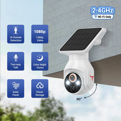 Wireless Security Camera Outdoor, 2.4Ghz Wifi, Ai Human Detection, Night Vision, Cloud Storage, Easy Install, Two-Way Audio