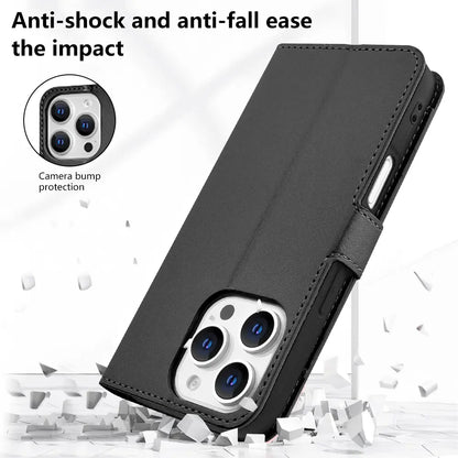 Happydeal Bi-Fold High Quality Synthetic Leather Wallet Credit Card Holder Stand Cover Case with Strap for Apple Iphone 16 Pro MAX