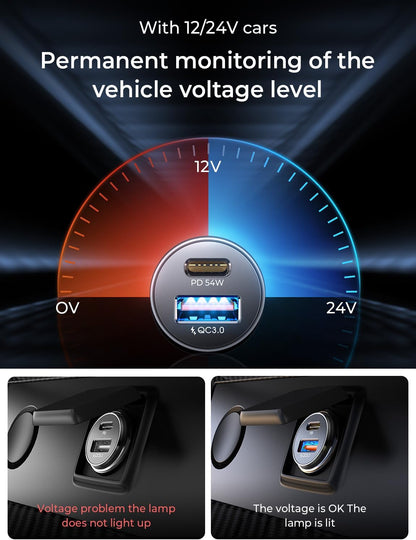 Car Charger USB C Super Mini Fast Charging 2026 NEW PD36W&QC3.0 18W Dual Port 12V Socket Outlet Cigarette Lighter Adapter Tpye C, Car Accessories for Iphone 17 16 15 Pro Galaxy S25 Pixel